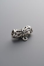 925 Sterling Silver-Antiqued-Openwork Bent Tube 3-Way Connector-14mm