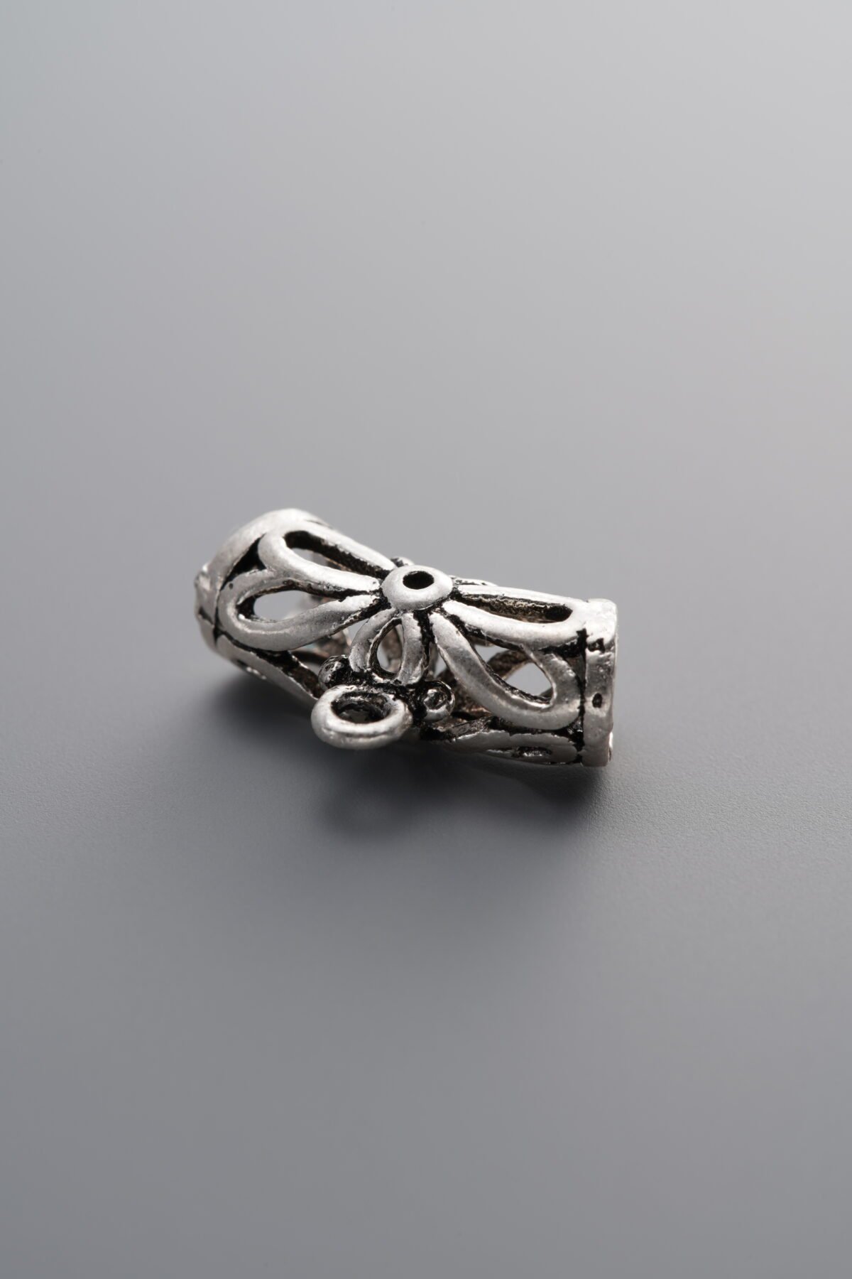 925 Sterling Silver-Antiqued-Openwork Bent Tube 3-Way Connector-14mm - Image 4