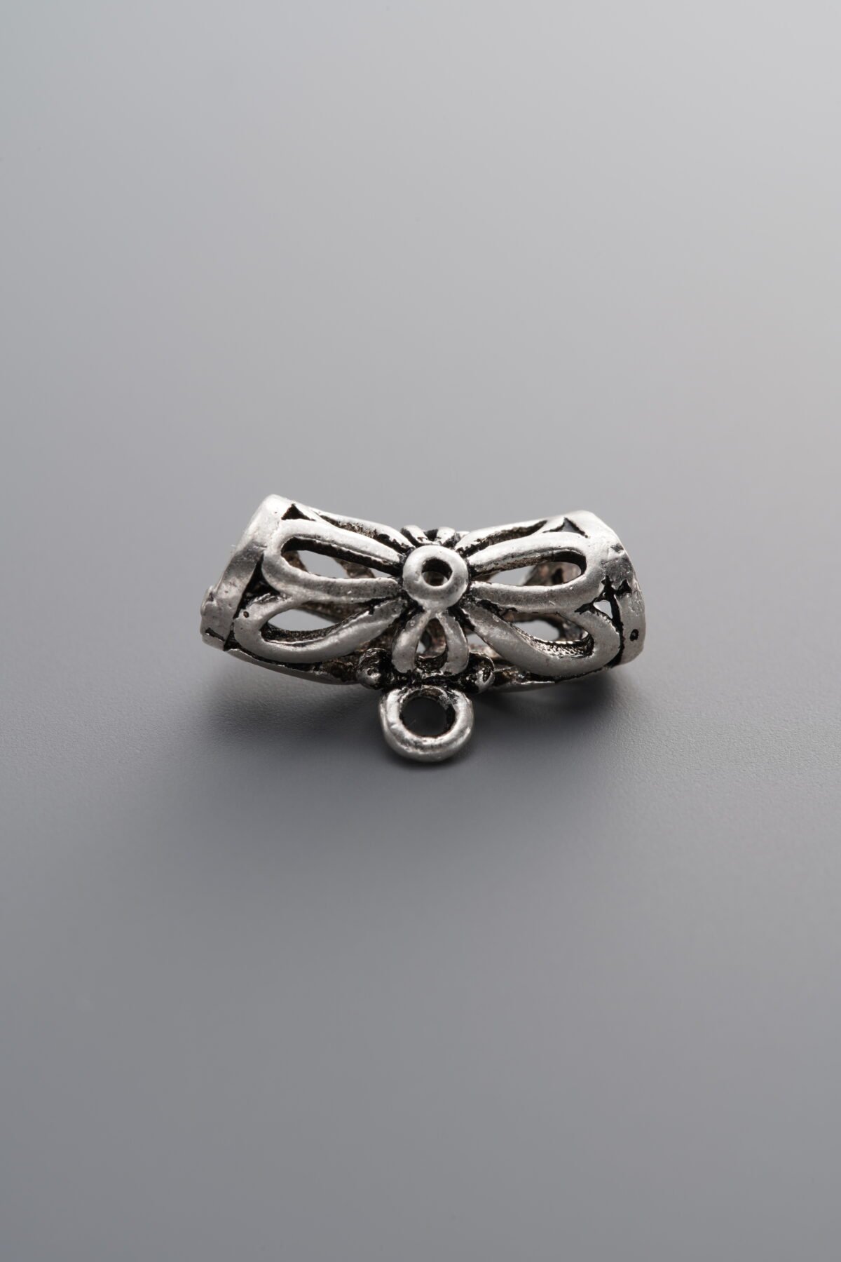 925 Sterling Silver-Antiqued-Openwork Bent Tube 3-Way Connector-14mm - Image 3