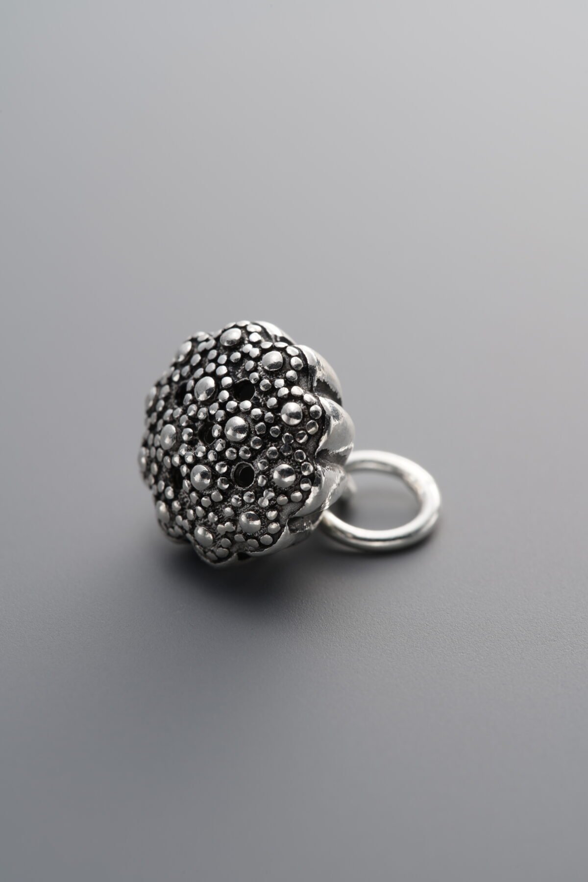 925 Sterling Silver-Antiqued-Lotus Pod Pendant-11mm - Image 2