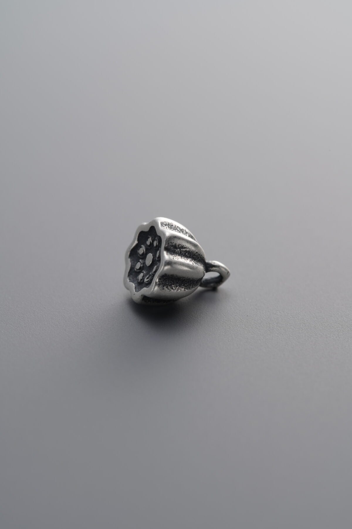 925 Sterling Silver-Antiqued-Lotus Pod Pendant-6mm - Image 3