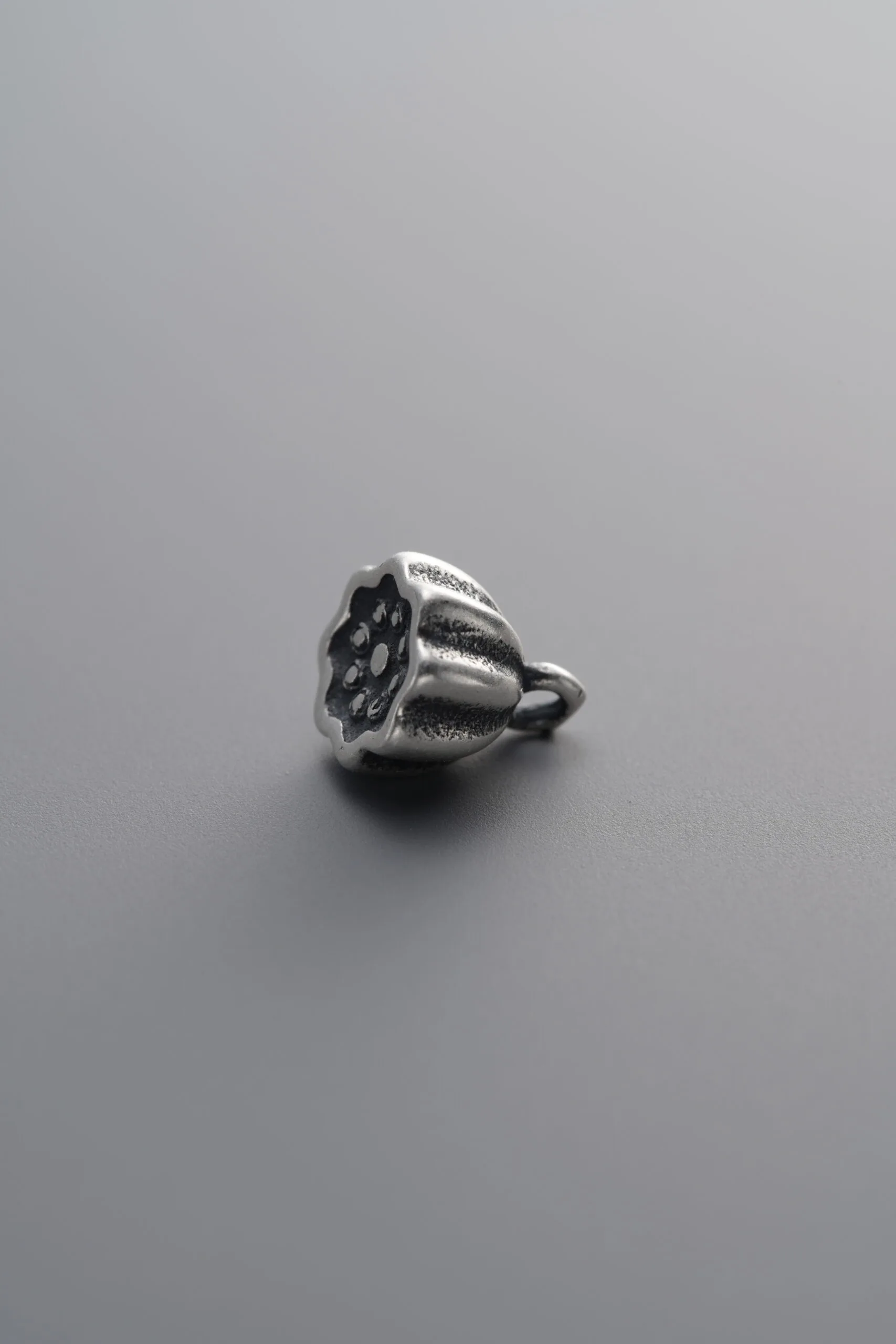 925 Sterling Silver-Antiqued-Lotus Pod Pendant-6mm - Image 3