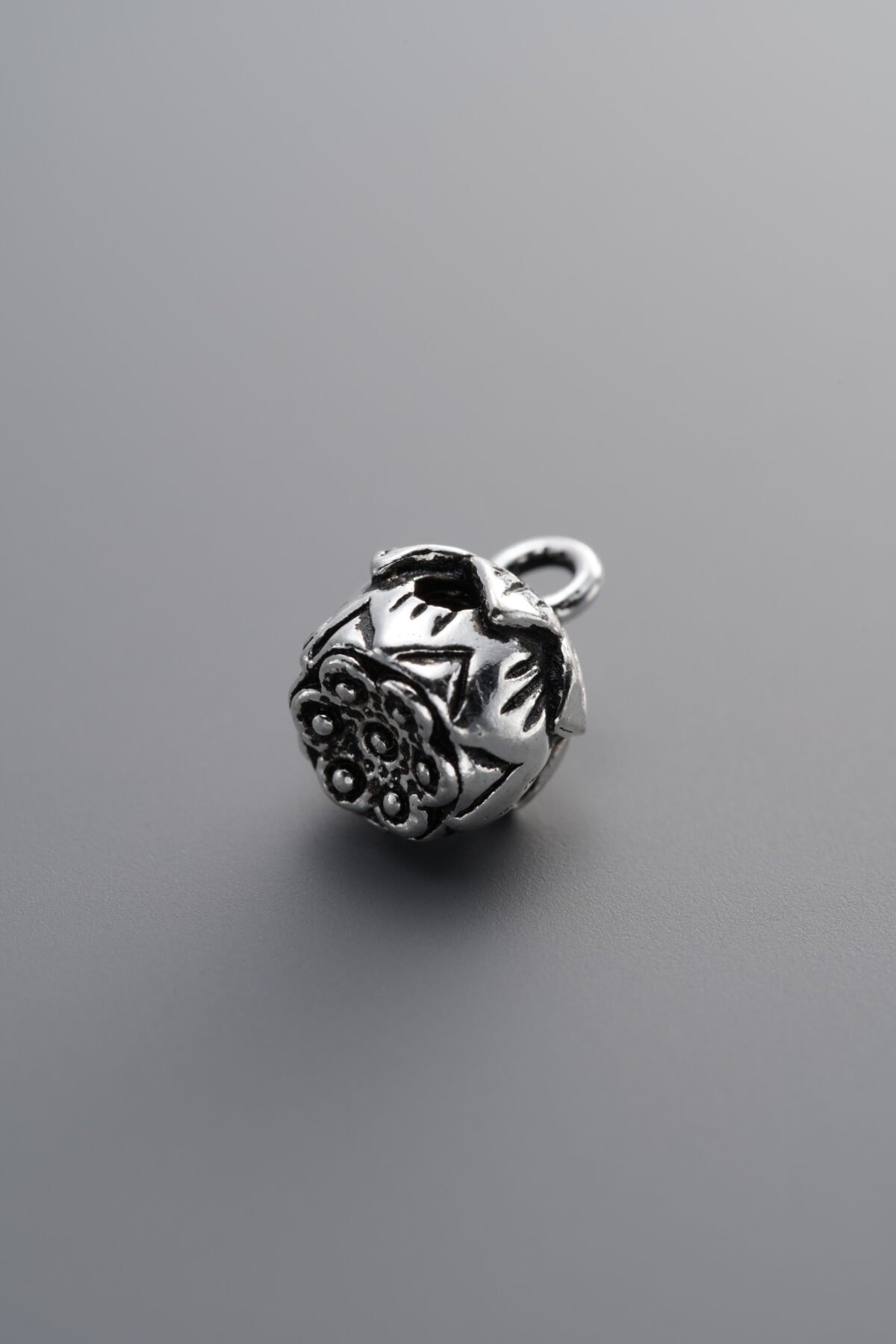925 Sterling Silver-Antiqued-Lotus Pod Pendant-10mm - Image 1