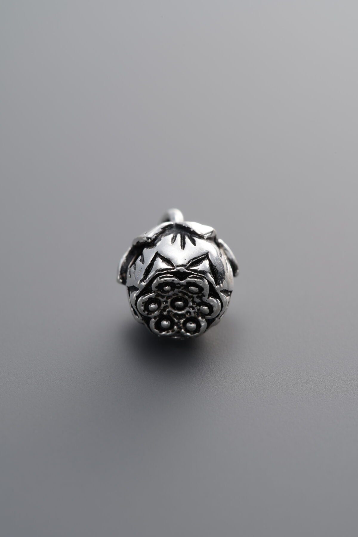 925 Sterling Silver-Antiqued-Lotus Pod Pendant-10mm - Image 3