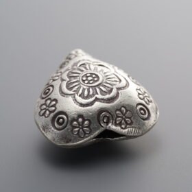 925 Sterling Silver-Antiqued-Patterned Heart Spacer Bead-16mm