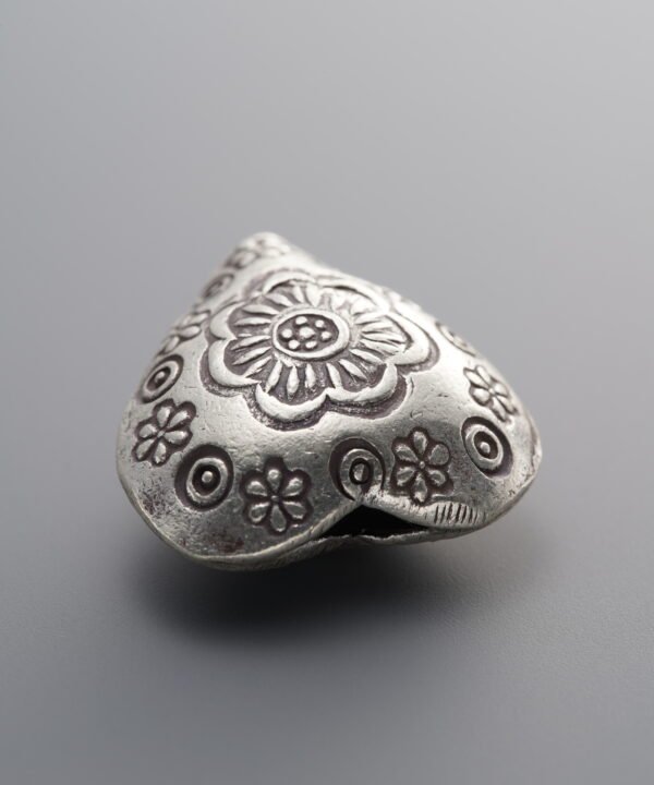 925 Sterling Silver-Antiqued-Patterned Heart Spacer Bead-16mm