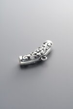 925 Sterling Silver-Antiqued-Plum Blossom Curved Tube Pendant-26mm - Image 2