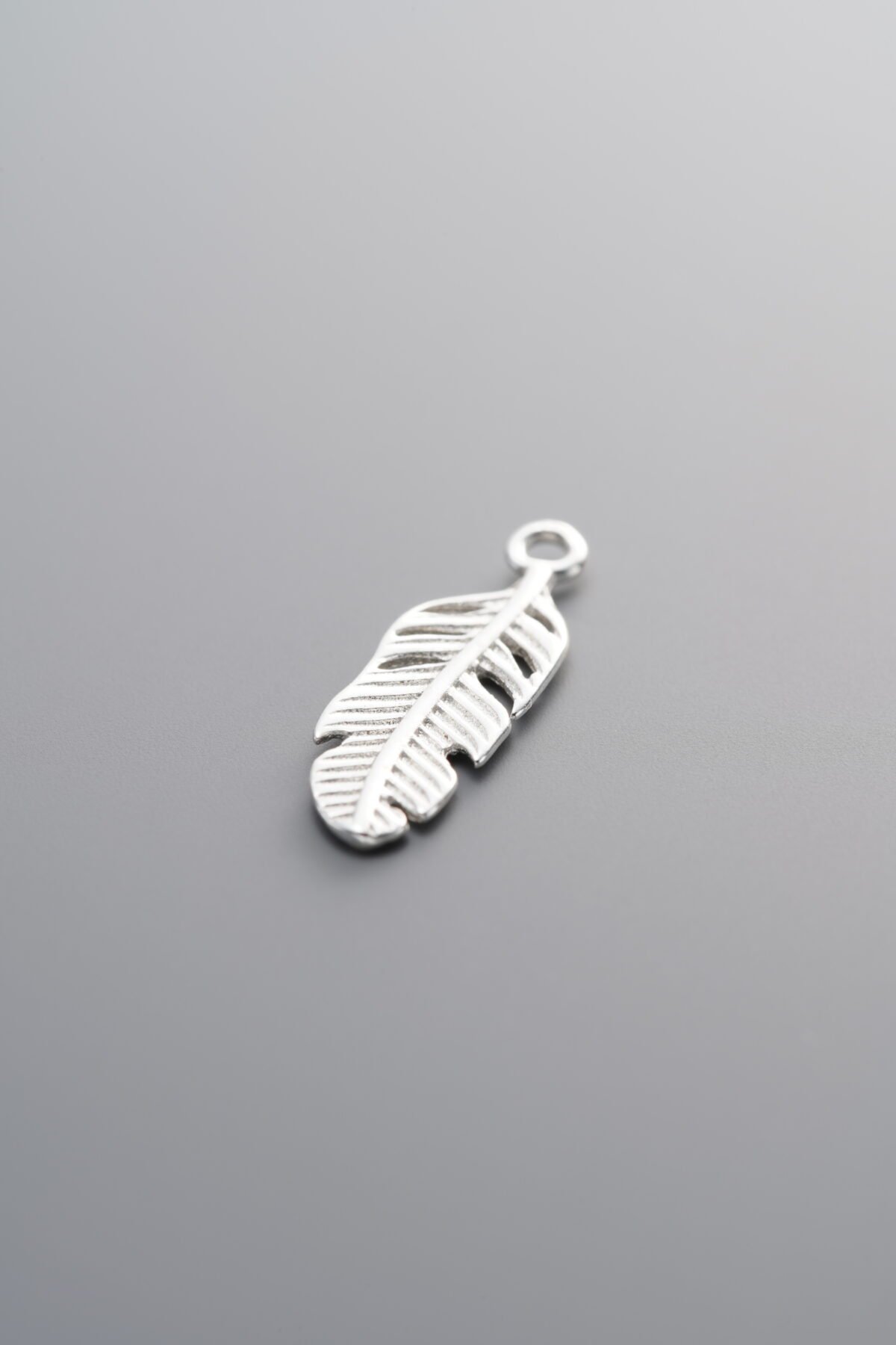 925 Sterling Silver-Bright-Feather Pendant-18mm - Image 4