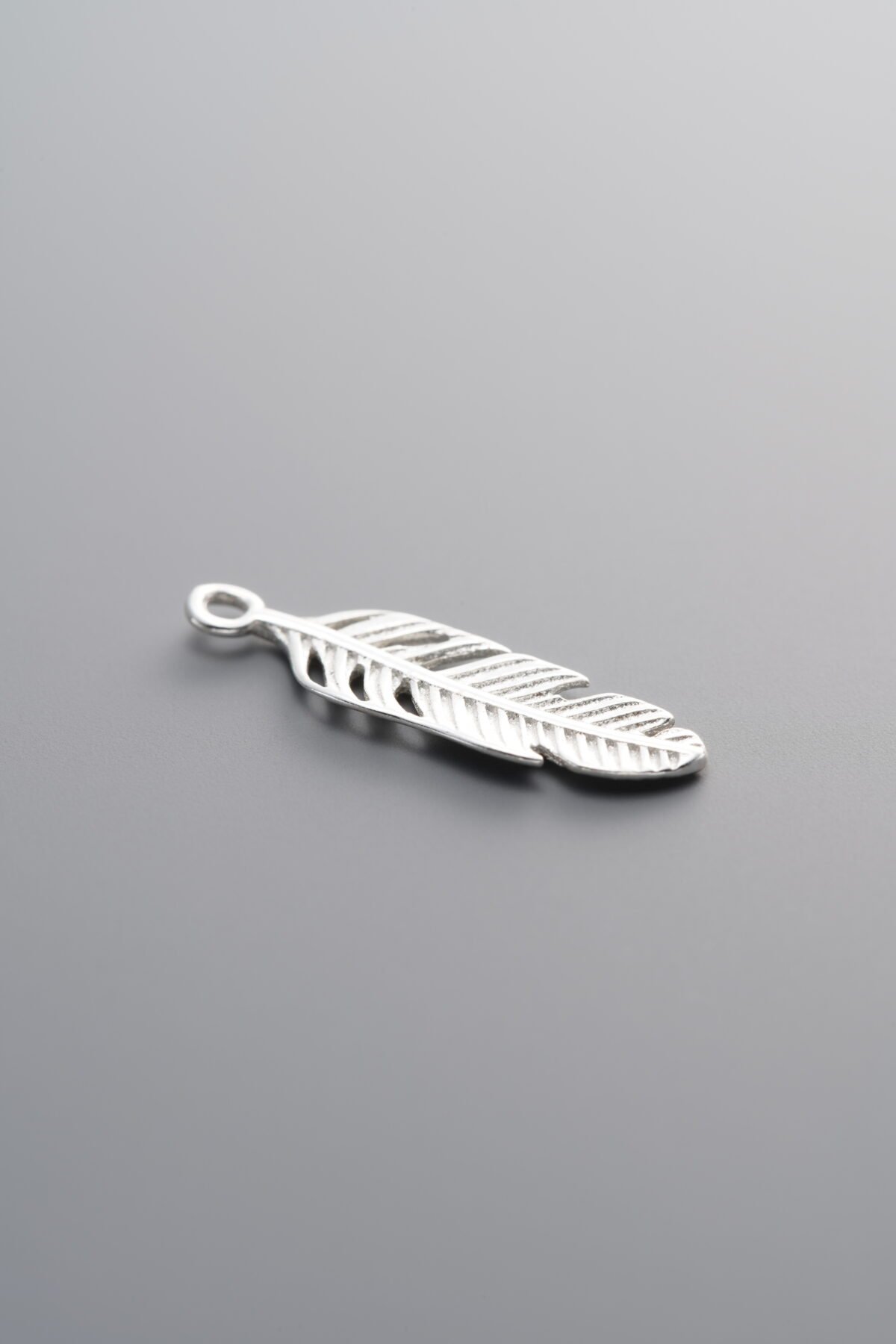 925 Sterling Silver-Bright-Feather Pendant-18mm - Image 3