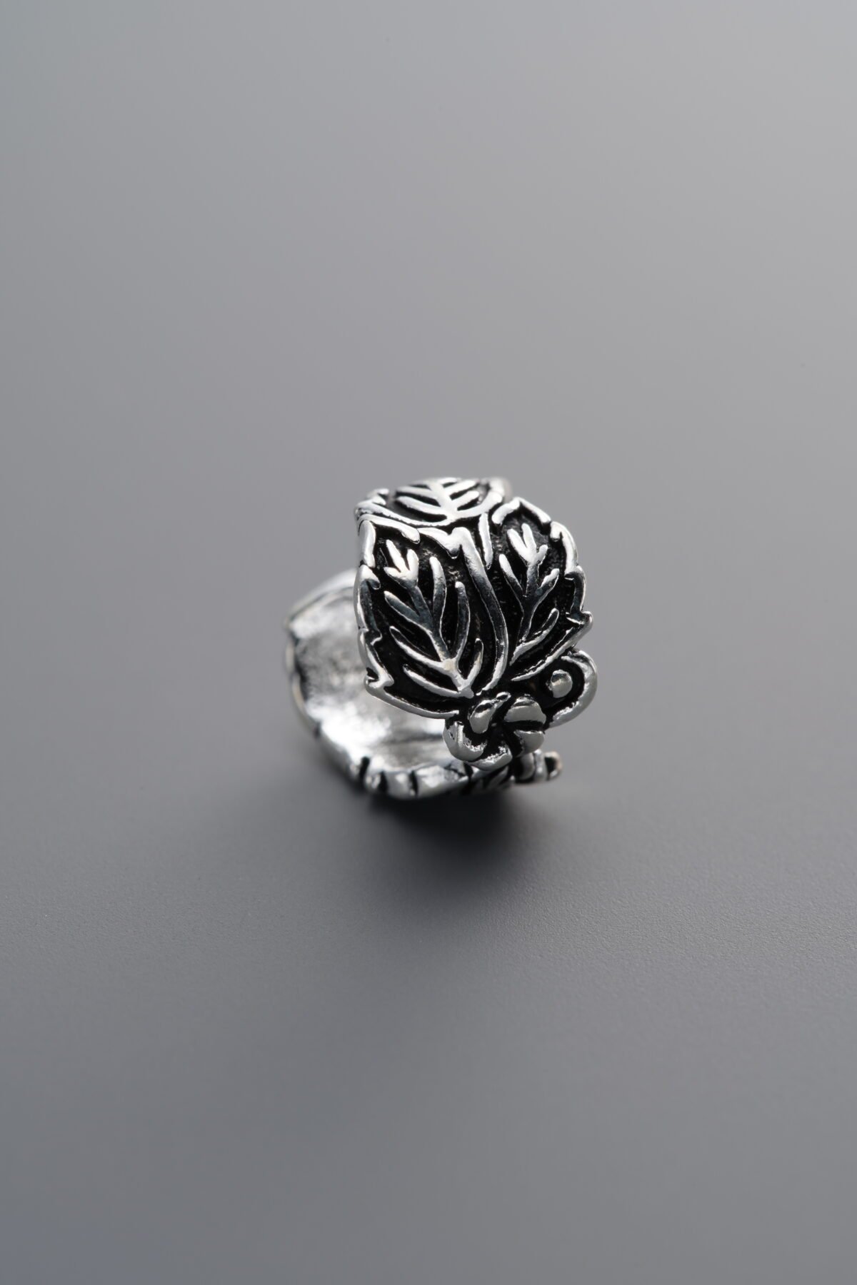 925 Sterling Silver-Antiqued-Leaf Spacer Bead-9mm - Image 2