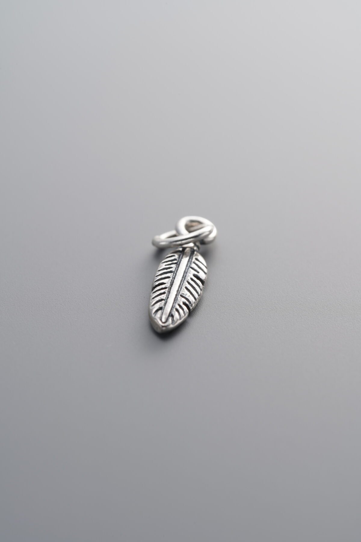 925 Sterling Silver-Antiqued-Feather Pendant-15mm - Image 3
