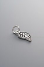 925 Sterling Silver-Antiqued-Leaf Pendant-13mm - Image 3