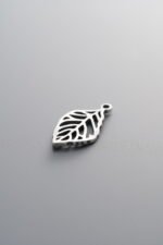 925 Sterling Silver-Antiqued-Openwork Leaf Pendant-19mm - Image 3