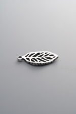 925 Sterling Silver-Antiqued-Openwork Leaf Pendant-19mm - Image 2