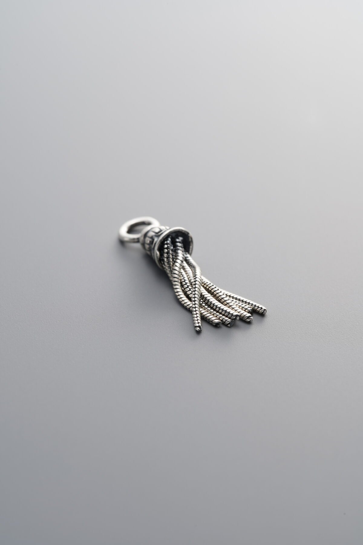 925 Sterling Silver-Antiqued-Bell Tassel Pendant-19mm - Image 4