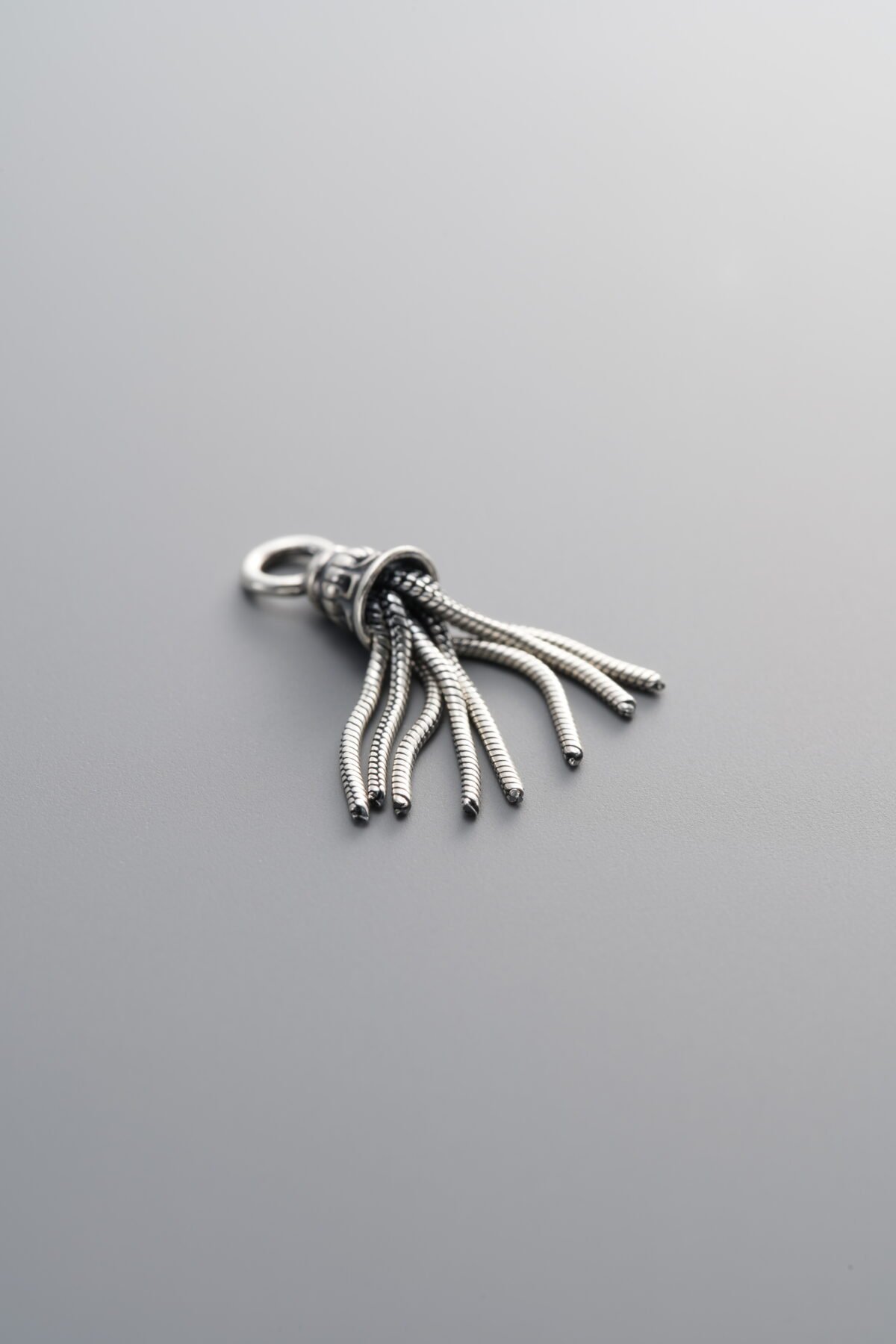 925 Sterling Silver-Antiqued-Bell Tassel Pendant-19mm - Image 2