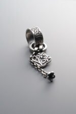 925 Silver-Vintage-Circular Ring Flower Pattern Tassel Pendant-52mm - Image 3