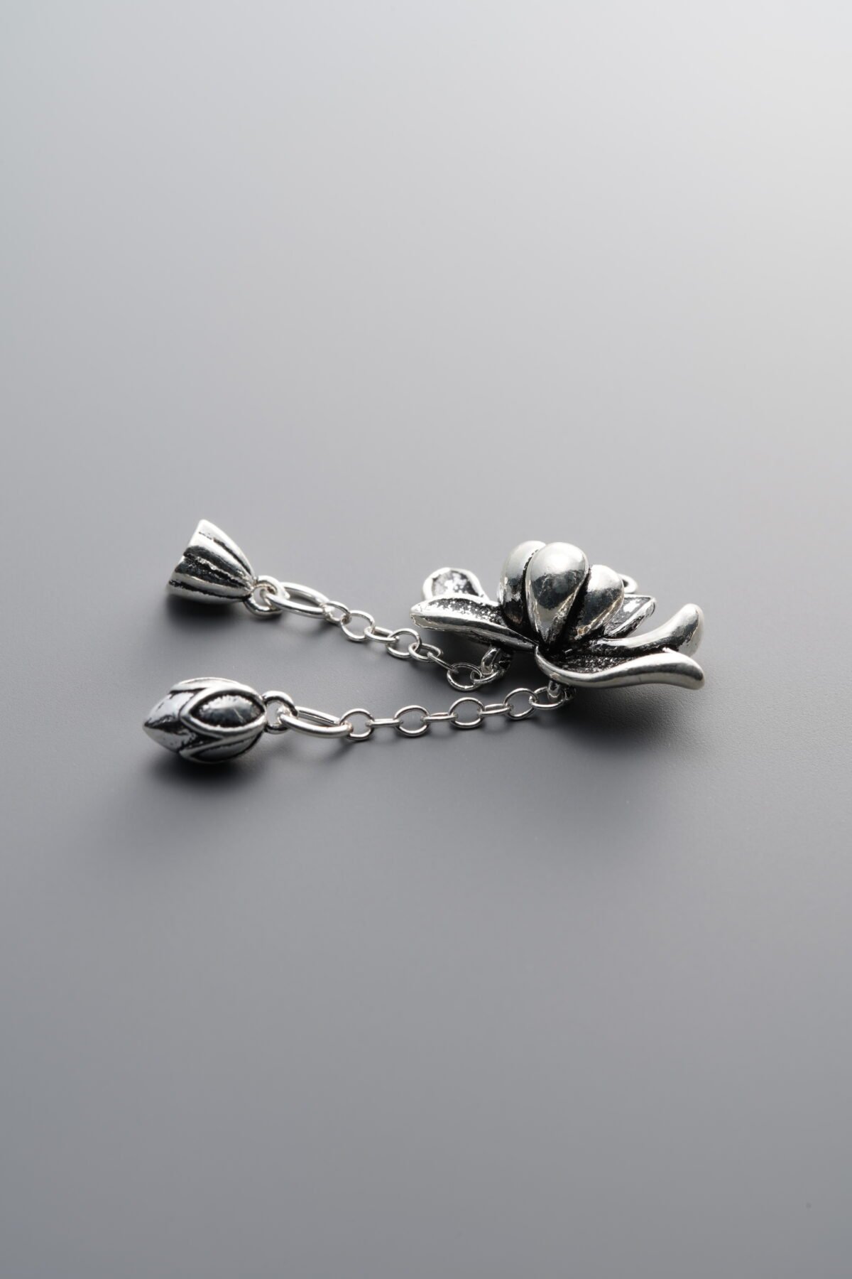 925 Sterling Silver-Antiqued-Lotus Flower Seed Pod Tassel Pendant-32mm - Image 3