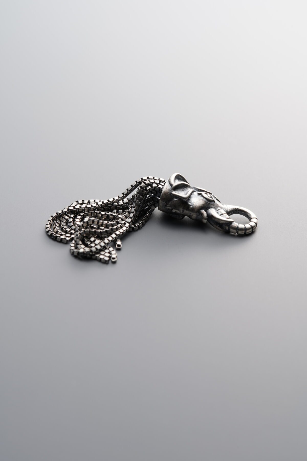 925 Sterling Silver-Antiqued-Baby Elephant Tassel Pendant-42mm - Image 3