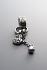 925 Sterling Silver-Antiqued-Circular Gourd Loose Slider Bail Pendant-66mm - Image 3