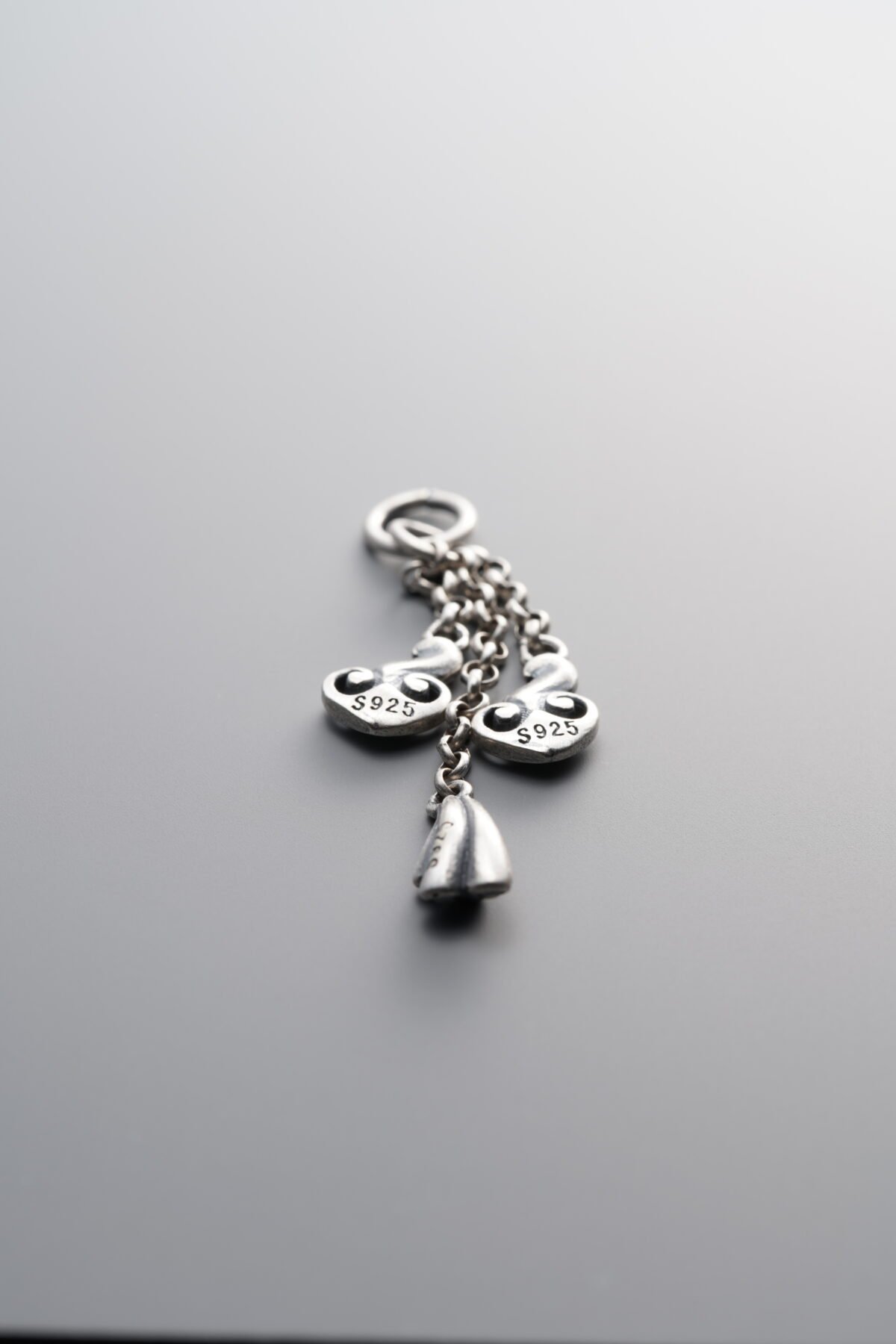 925 Sterling Silver-Antiqued-Ruyi Lotus Seed Pod Tassel Pendant-40mm - Image 2