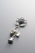 925 Sterling Silver-Antiqued-Fortune Bag Lotus Pod Tassel Pendant-54mm - Image 3