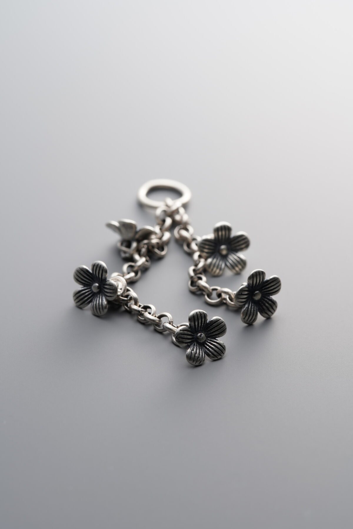 925 Sterling Silver-Antiqued-Tassel Dainty Flower Pendant-51mm - Image 1