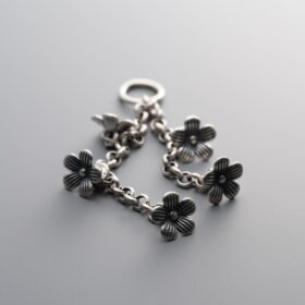 925 Sterling Silver-Antiqued-Tassel Dainty Flower Pendant-51mm