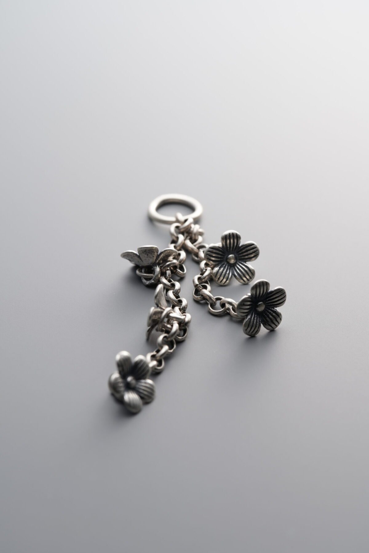 925 Sterling Silver-Antiqued-Tassel Dainty Flower Pendant-51mm - Image 2