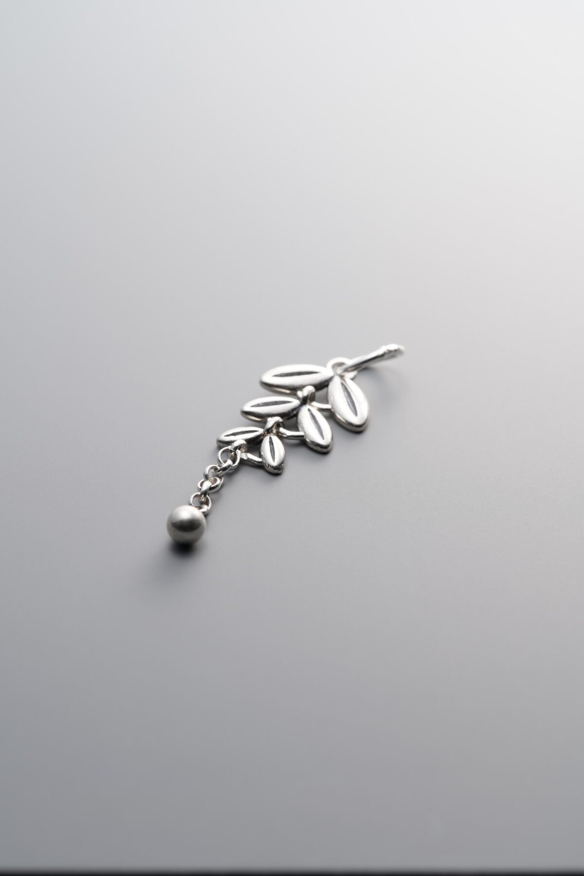 925 Sterling Silver-Antiqued-Leaf Tassel Pendant-33mm - Image 3