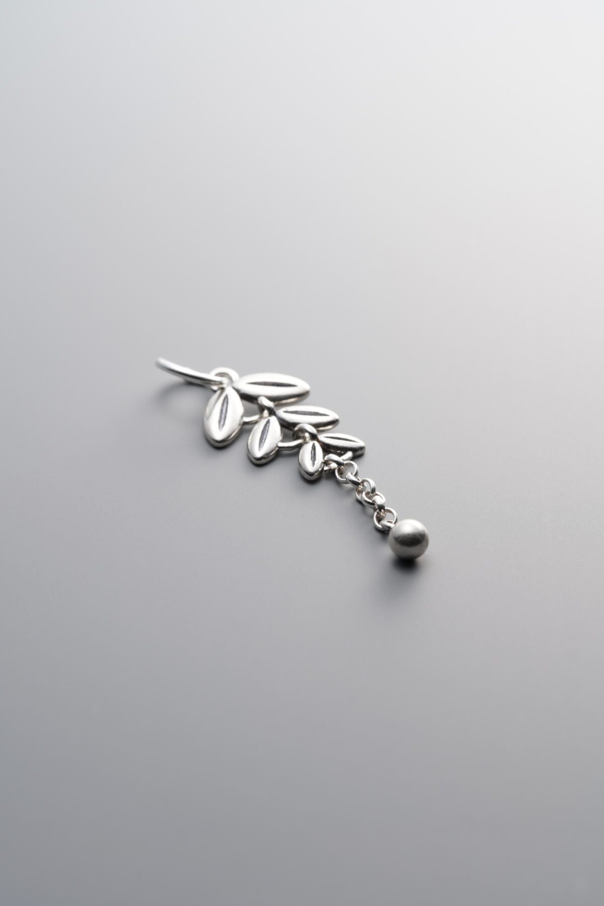 925 Sterling Silver-Antiqued-Leaf Tassel Pendant-33mm - Image 1