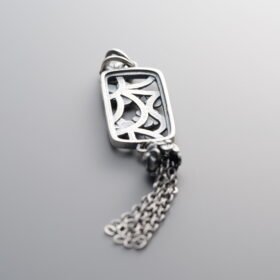 925 Sterling Silver-Antiqued-Openwork Floral Plaque Tassel Pendant-54mm