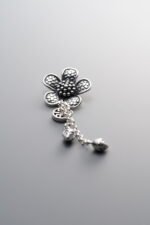 925 Sterling Silver-Antiqued-Tassel Flower Pendant-46mm
