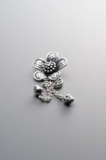 925 Sterling Silver-Antiqued-Tassel Flower Pendant-46mm - Image 2