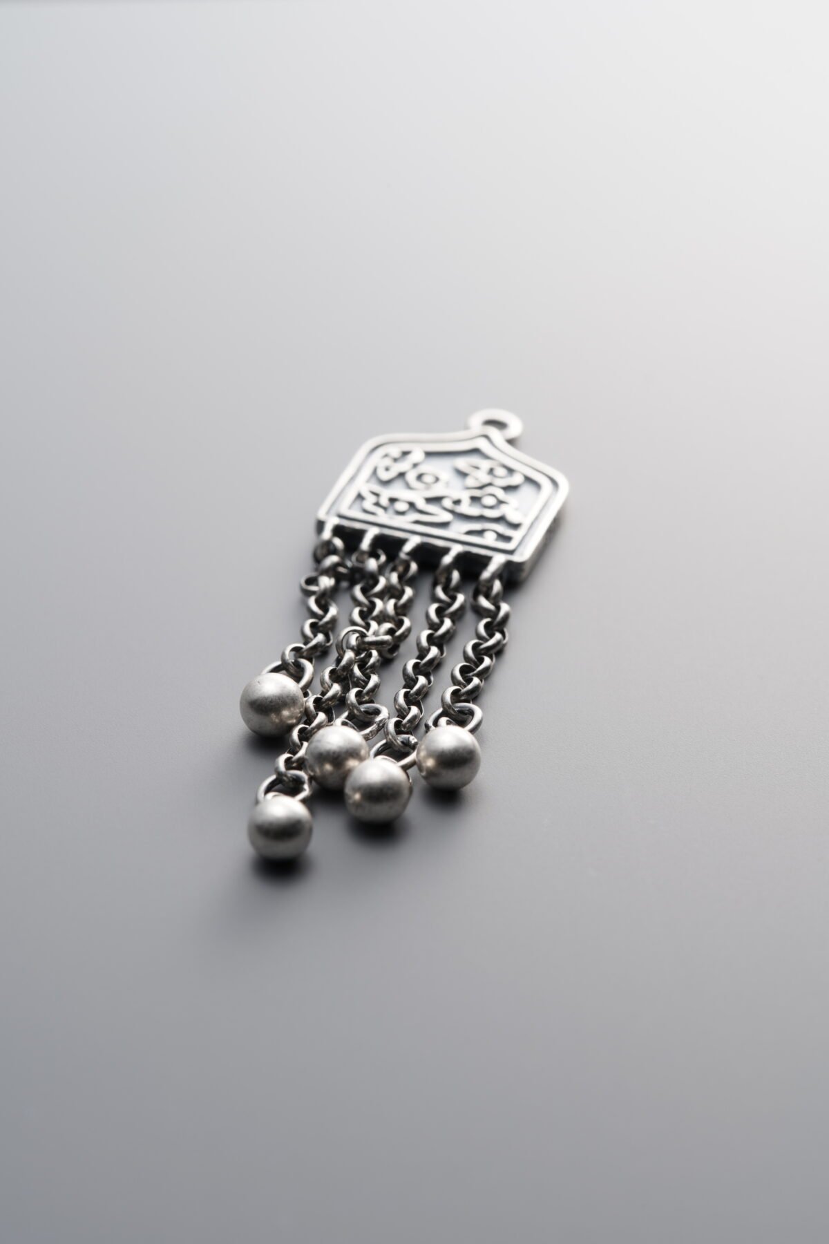 Small Flower Square Plate Tassel Pendant