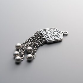 925 Sterling Silver-Antiqued-Dainty Flower Square Plaque Tassel Pendant-45mm