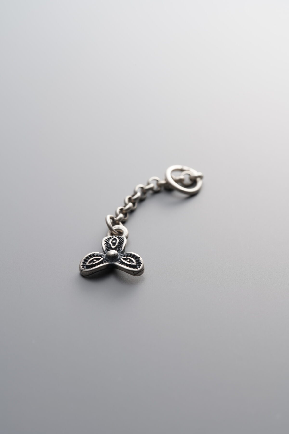 925 Sterling Silver-Antiqued-Clover Tassel Pendant-40mm - Image 1