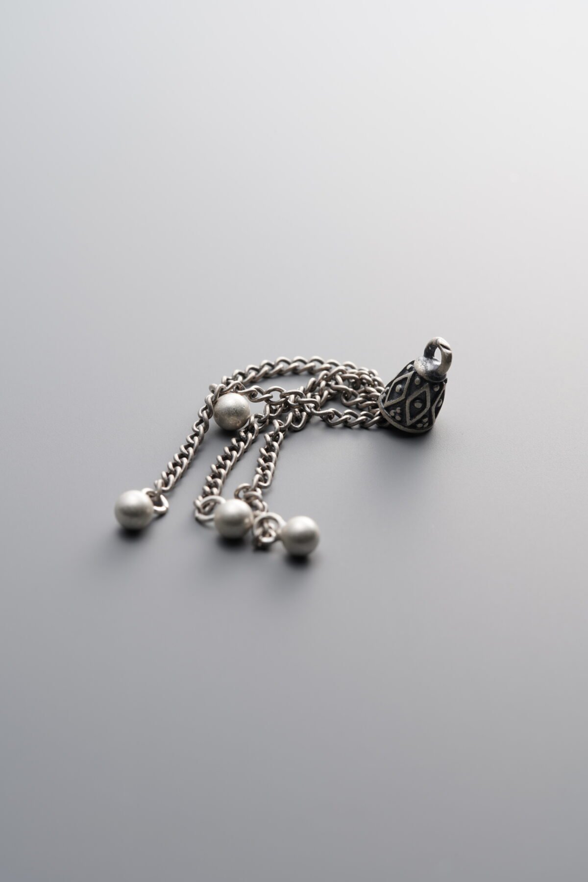 925 Sterling Silver-Antiqued-Tassel Pendant-46mm - Image 1