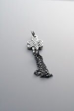 925 Sterling Silver-Antiqued-Chinese Knot Tassel Pendant-53mm
