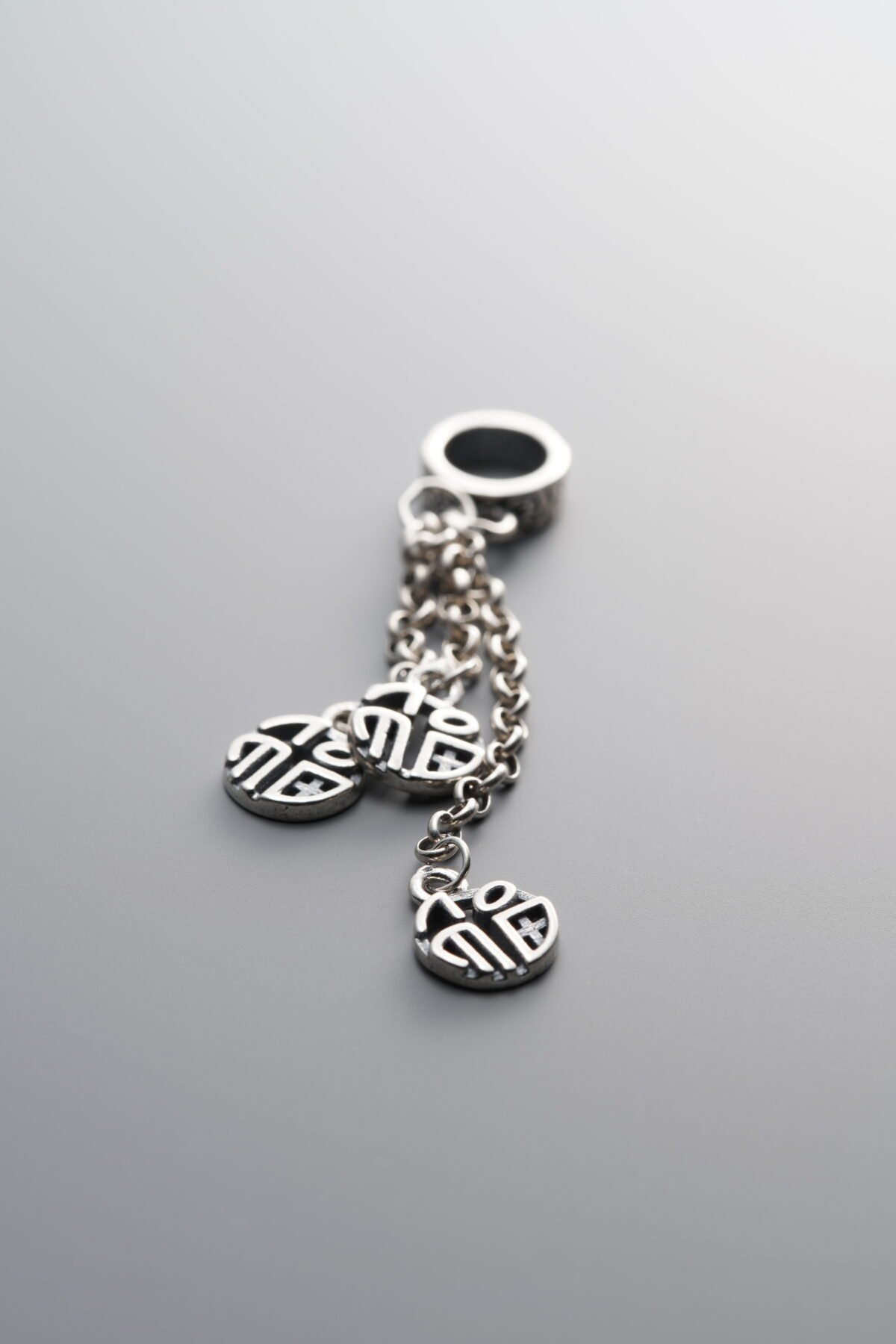 925 Sterling Silver-Antiqued-Circular "Fu" Character Tassel Pendant-54mm - Image 2