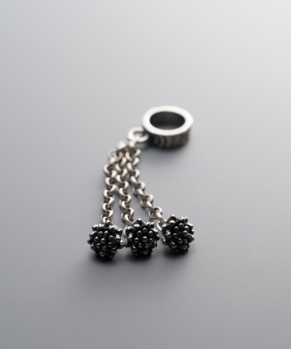 925 Sterling Silver-Antiqued-Circular Lotus Flower Tassel Pendant-40mm