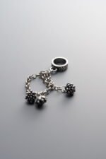 925 Sterling Silver-Antiqued-Circular Lotus Flower Tassel Pendant-40mm - Image 2