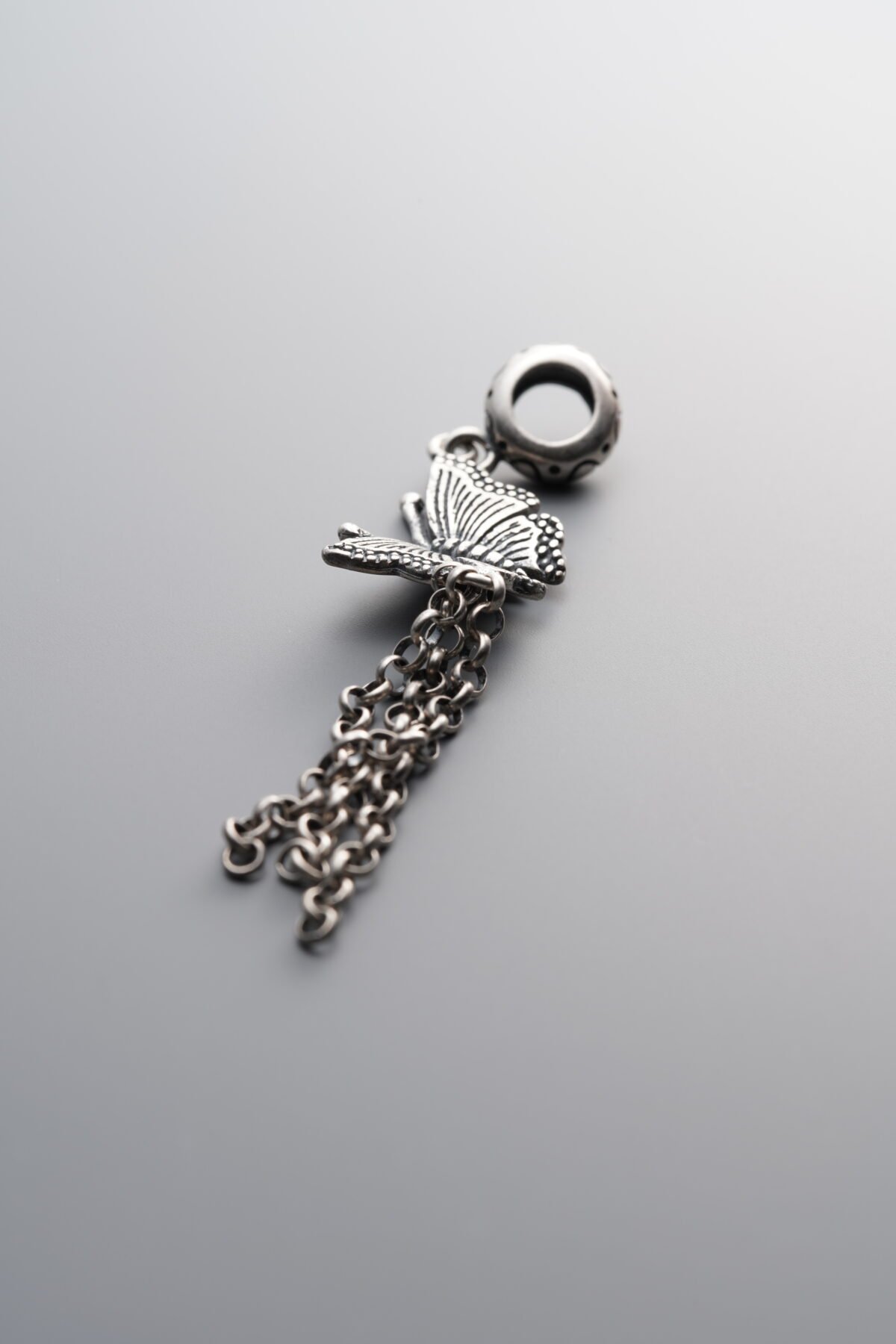 925 Sterling Silver-Antiqued-Butterfly Circular Tassel Pendant-57mm - Image 4