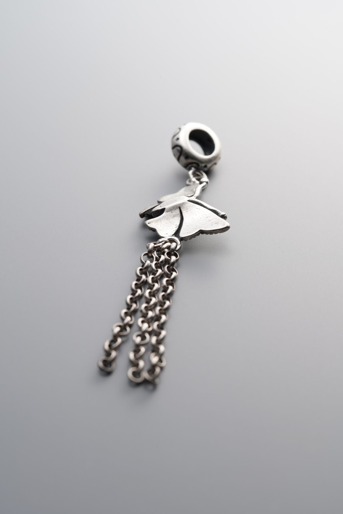 925 Sterling Silver-Antiqued-Butterfly Circular Tassel Pendant-57mm - Image 3
