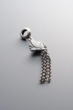 925 Sterling Silver-Antiqued-Butterfly Circular Tassel Pendant-57mm - Image 2