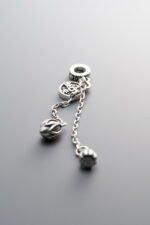 925 Sterling Silver-Antiqued-"Fu" Character Lotus Seed Pod Tassel Pendant-53mm - Image 3