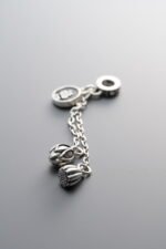 925 Sterling Silver-Antiqued-"Fu" Character Lotus Seed Pod Tassel Pendant-53mm - Image 2