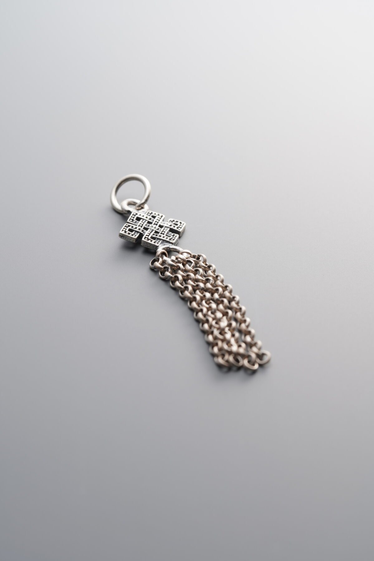 925 Sterling Silver-Antiqued-Chinese Knot Tassel Pendant-39mm - Image 3
