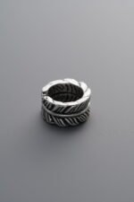 925 Sterling Silver-Antiqued-Feather Spacer Bead-9mm - Image 2