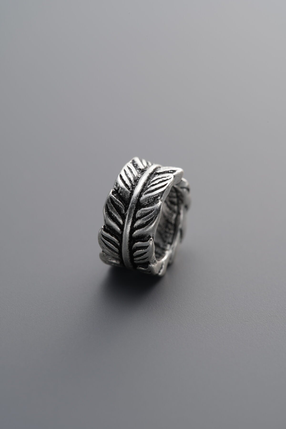 925 Sterling Silver-Antiqued-Feather Spacer Bead-9mm - Image 1